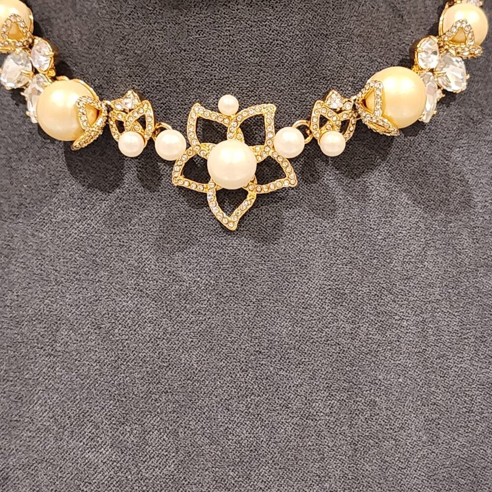 Brand New! KATE SPADE: Gold-Toned Flower| CZ|Glass|Crystal| Pearl Necklace